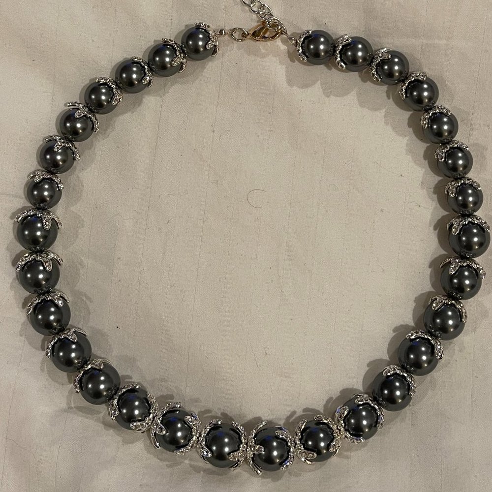 Dark Grey Faux Pearl Necklace
